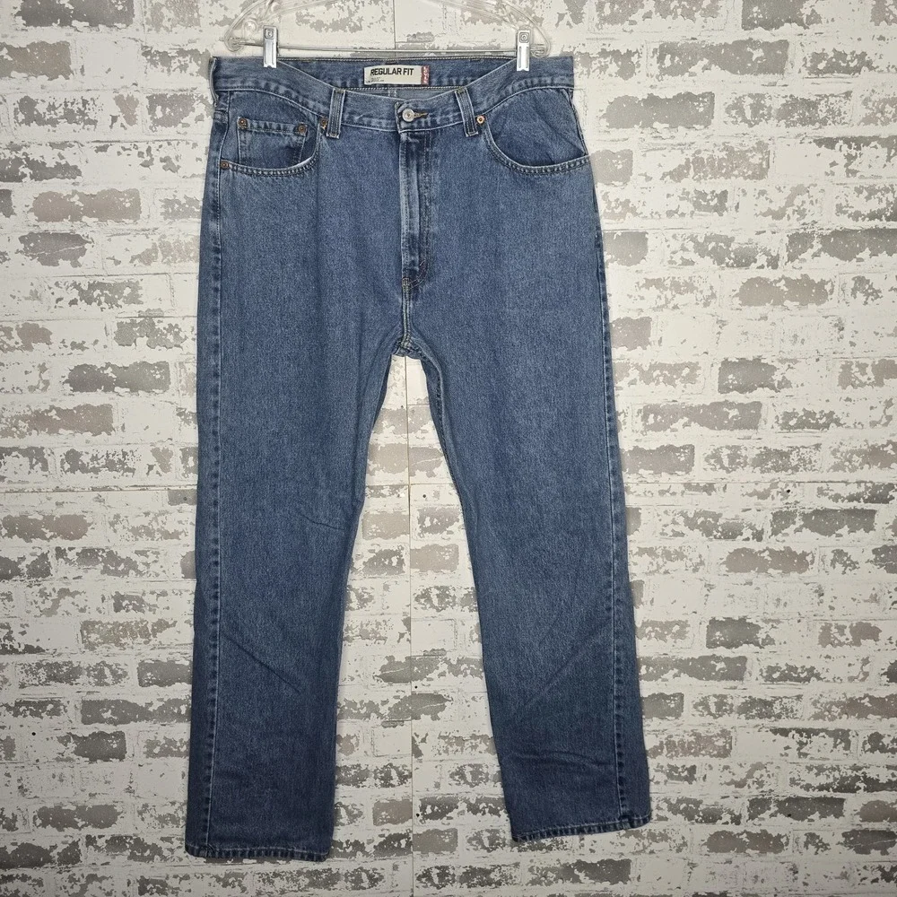 Levis‎ 505 Jeans Mens 38x34 Regular Fit Straight Leg Medium Blue Wash Denim